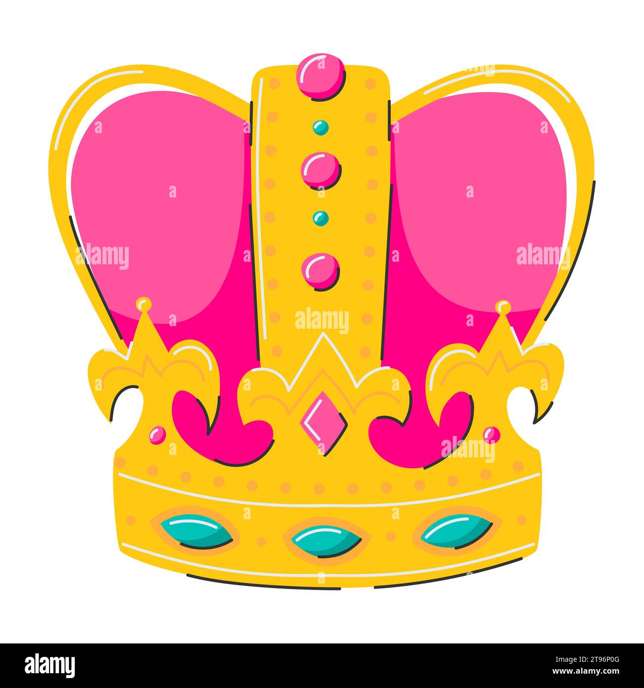 Couronne royale dorée avec des pierres. Un élément d'un costume de carnaval. Le symbole du Mardi gras, carnaval brésilien. Elément décoratif plat. Vector illust Illustration de Vecteur
