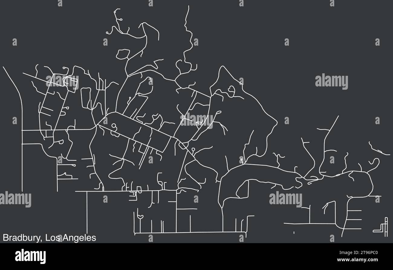 Carte des rues de la VILLE DE BRADBURY, CONSEIL MUNICIPAL DE LOS ANGELES Illustration de Vecteur