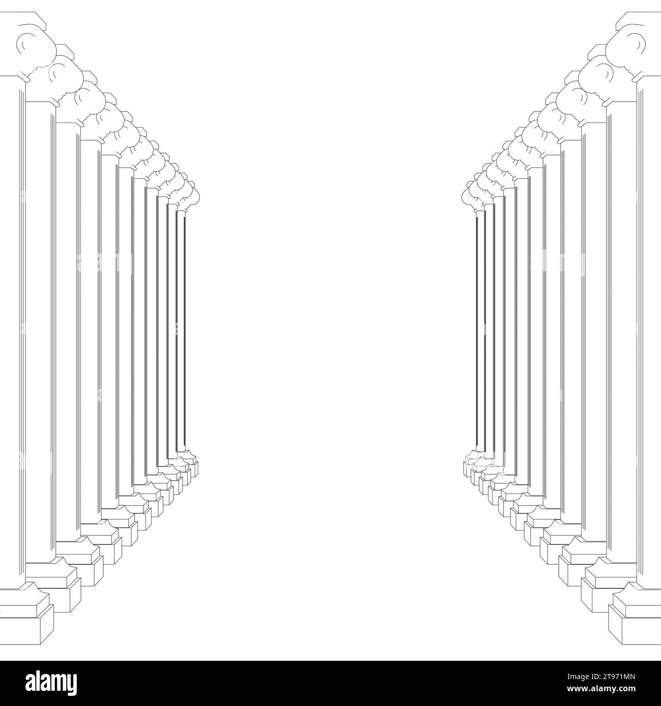 contour de hall de colonne. Magnifique couloir avec colonnes. Illustration vectorielle Illustration de Vecteur