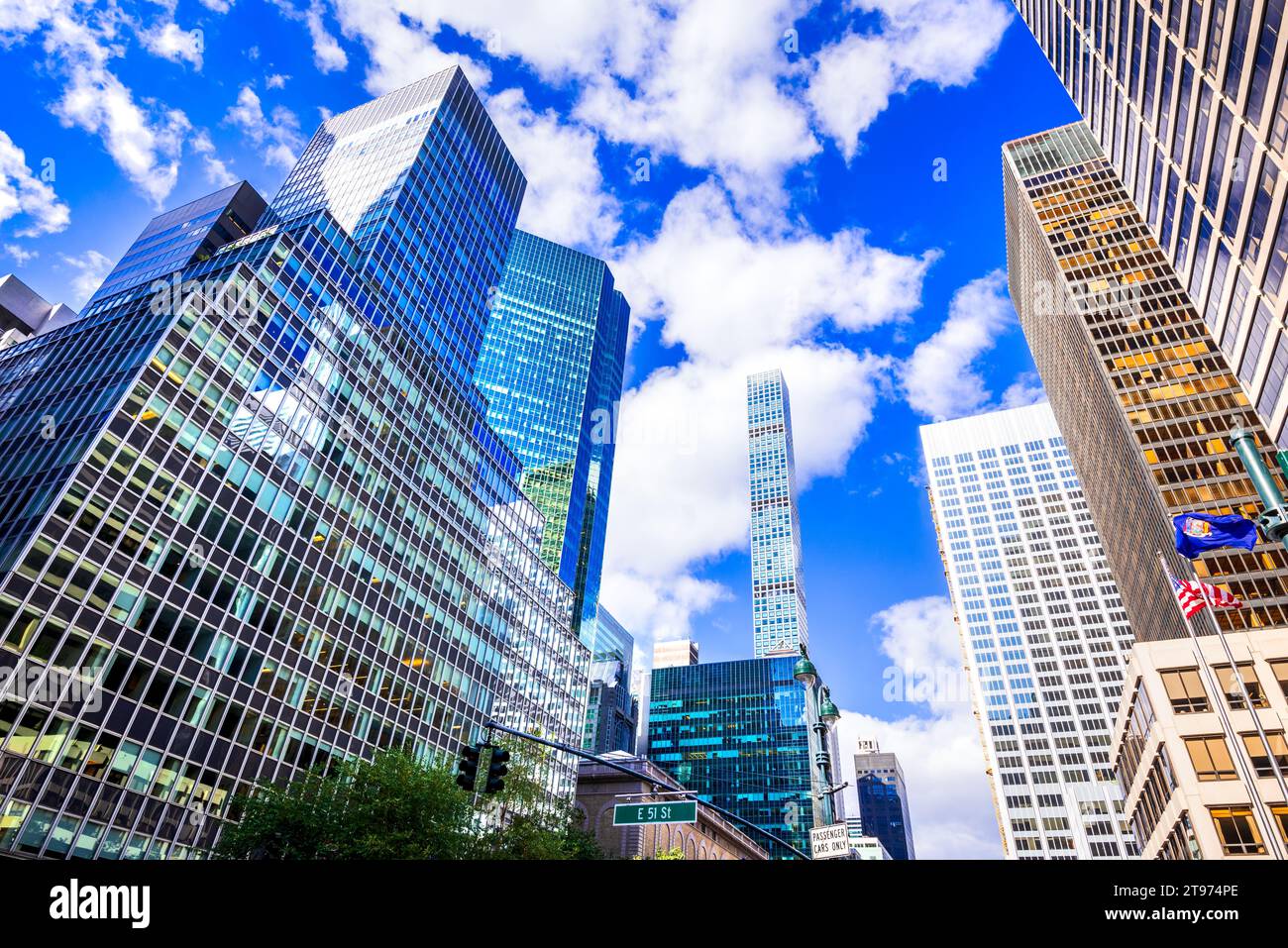 New York, États-Unis. Célèbre Park Avenue et gratte-ciel à Manhattan, New York City aux États-Unis d'Amérique. Banque D'Images