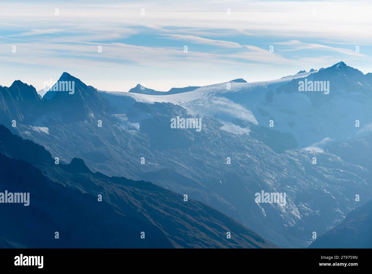 Plate-forme d'observation sur 3,250 m d'altitude, Hintertuxer Gletscher ou glacier Hintertux, Hintertux, vallée de Tuxer, Zillertar Alpes, Tyrol, Autriche, Banque D'Images