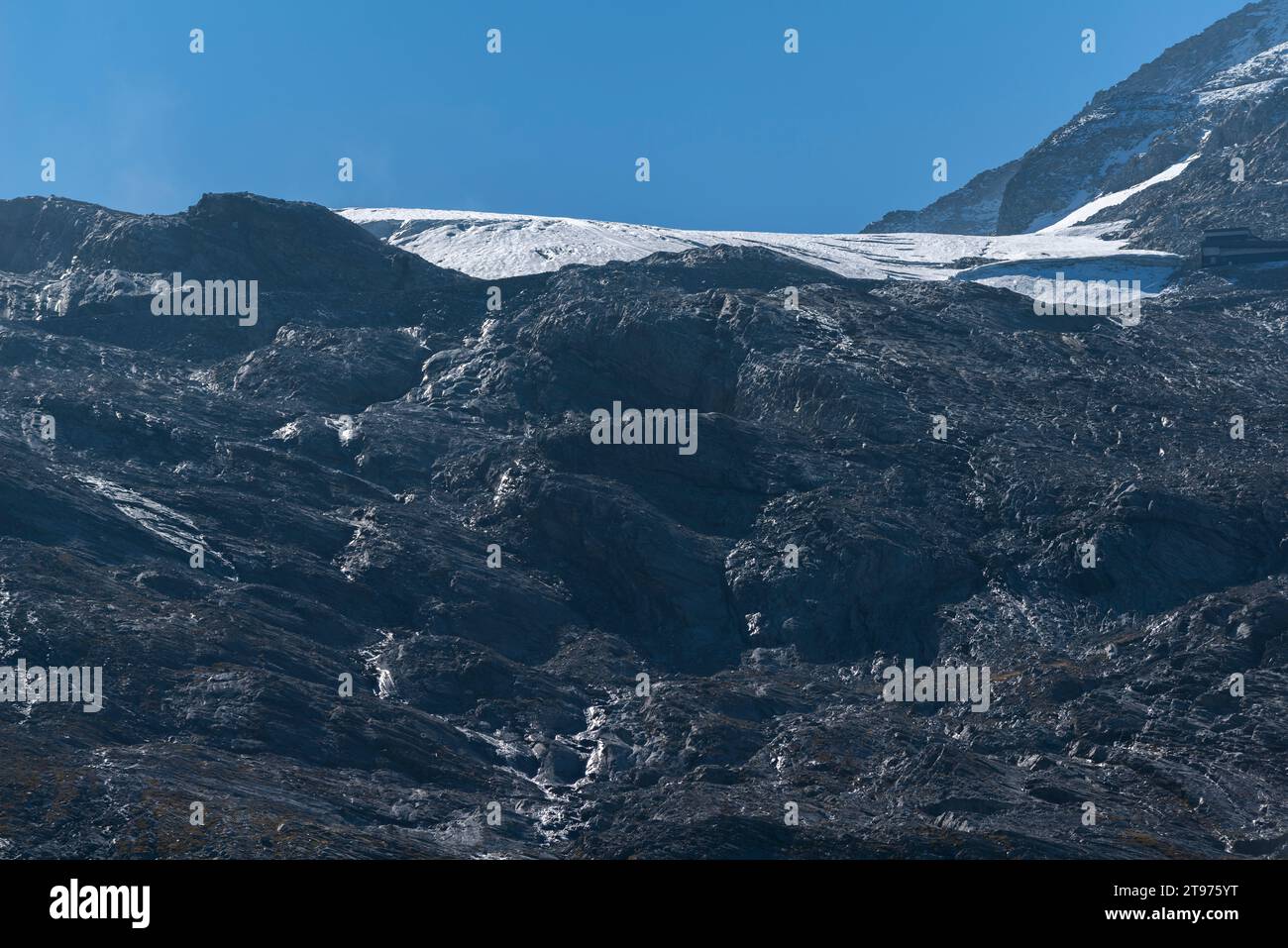 Hintertux Glacier Express, interescale à Sommerbergalm (2,200m) , région de randonnée populaire, Alpes de Zillertal, Tyrol, Autriche, Europe Banque D'Images