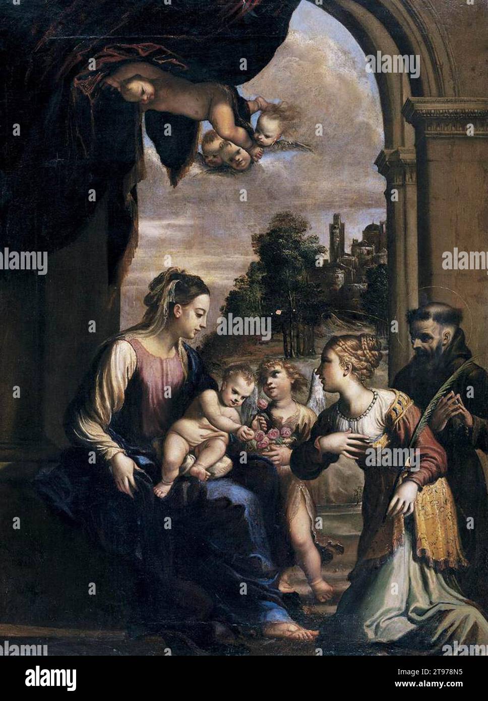 Madone et enfant avec les saints Catherine et François 1610-12 de Francesco Brizio Banque D'Images