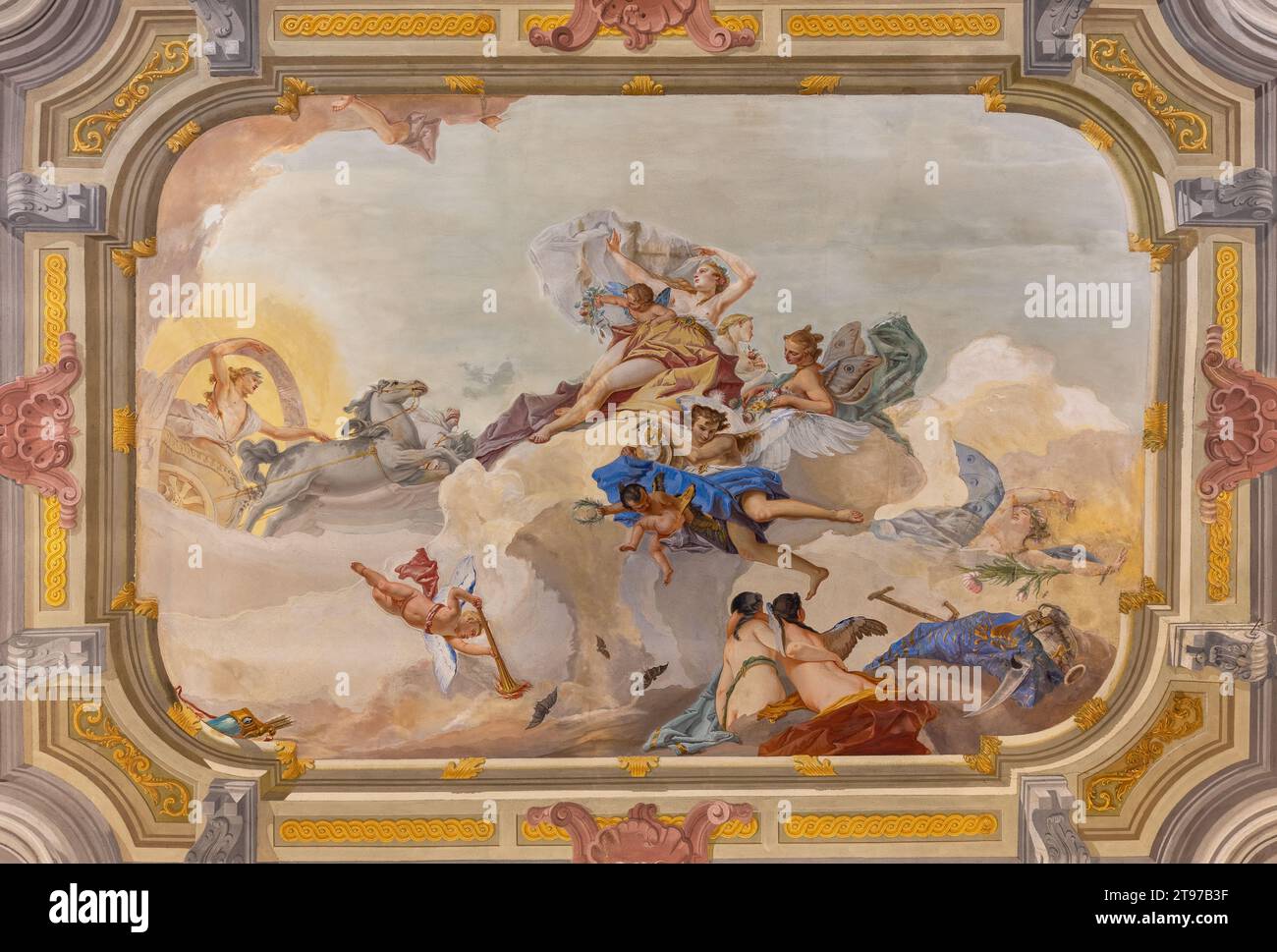 Belle peinture au plafond au Palais Giusti, Vérone, 06 juin 2023. Banque D'Images