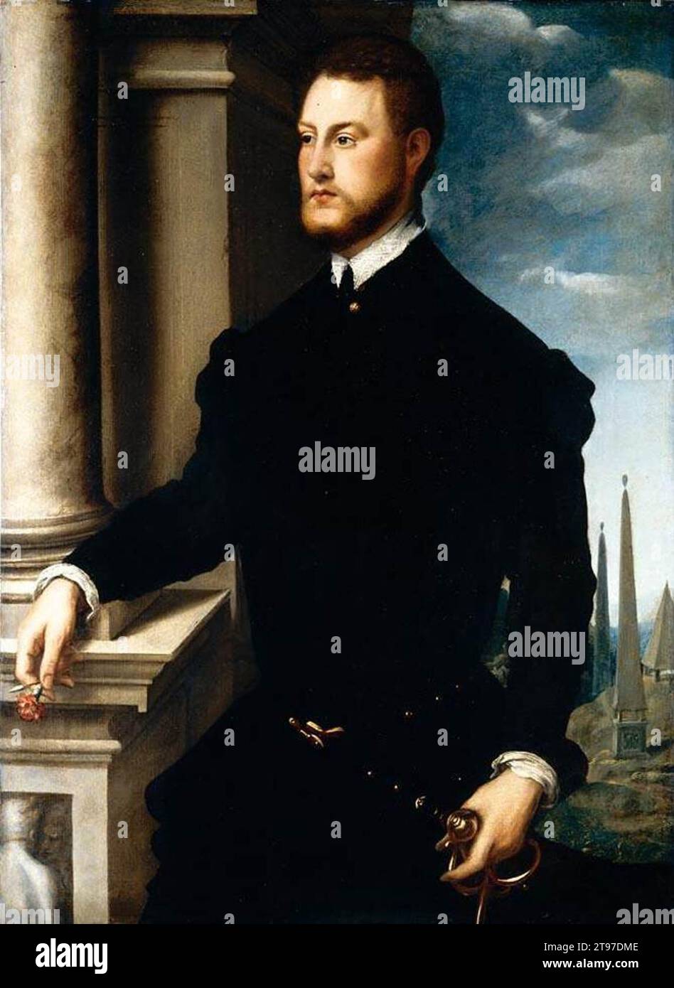 Portrait d'un jeune gentleman bardé - par Jan Steven Van Calcar Banque D'Images