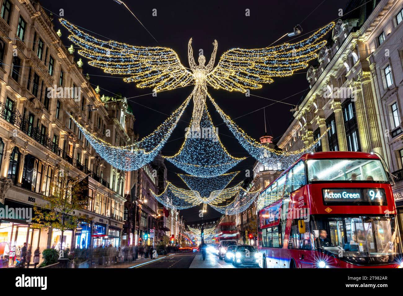 Les Lumières de Noël à Regent Street, Londres, Royaume-Uni Banque D'Images