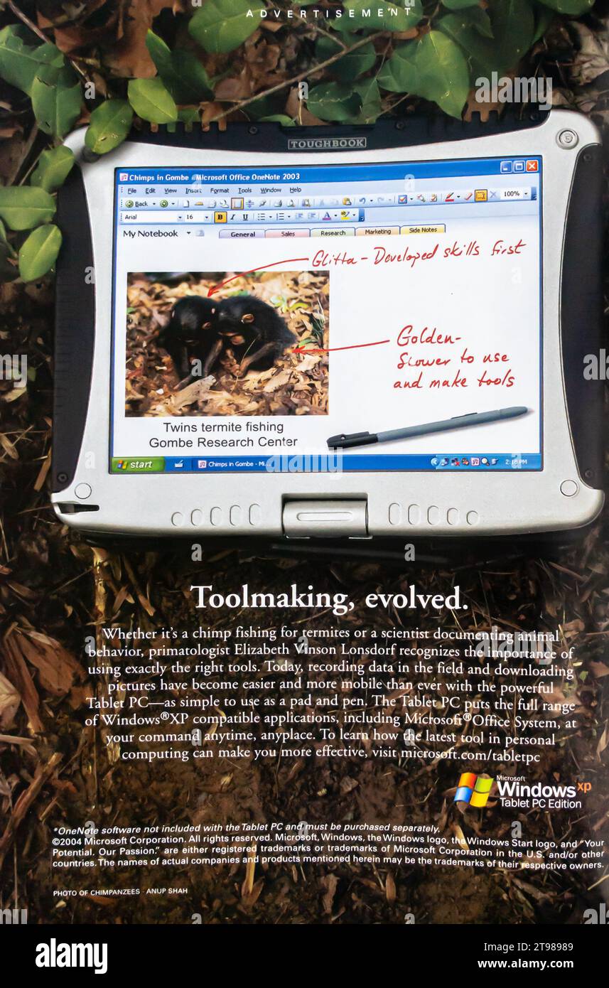 2004 publicité Microsoft Windows XP Édition Tablet PC Banque D'Images