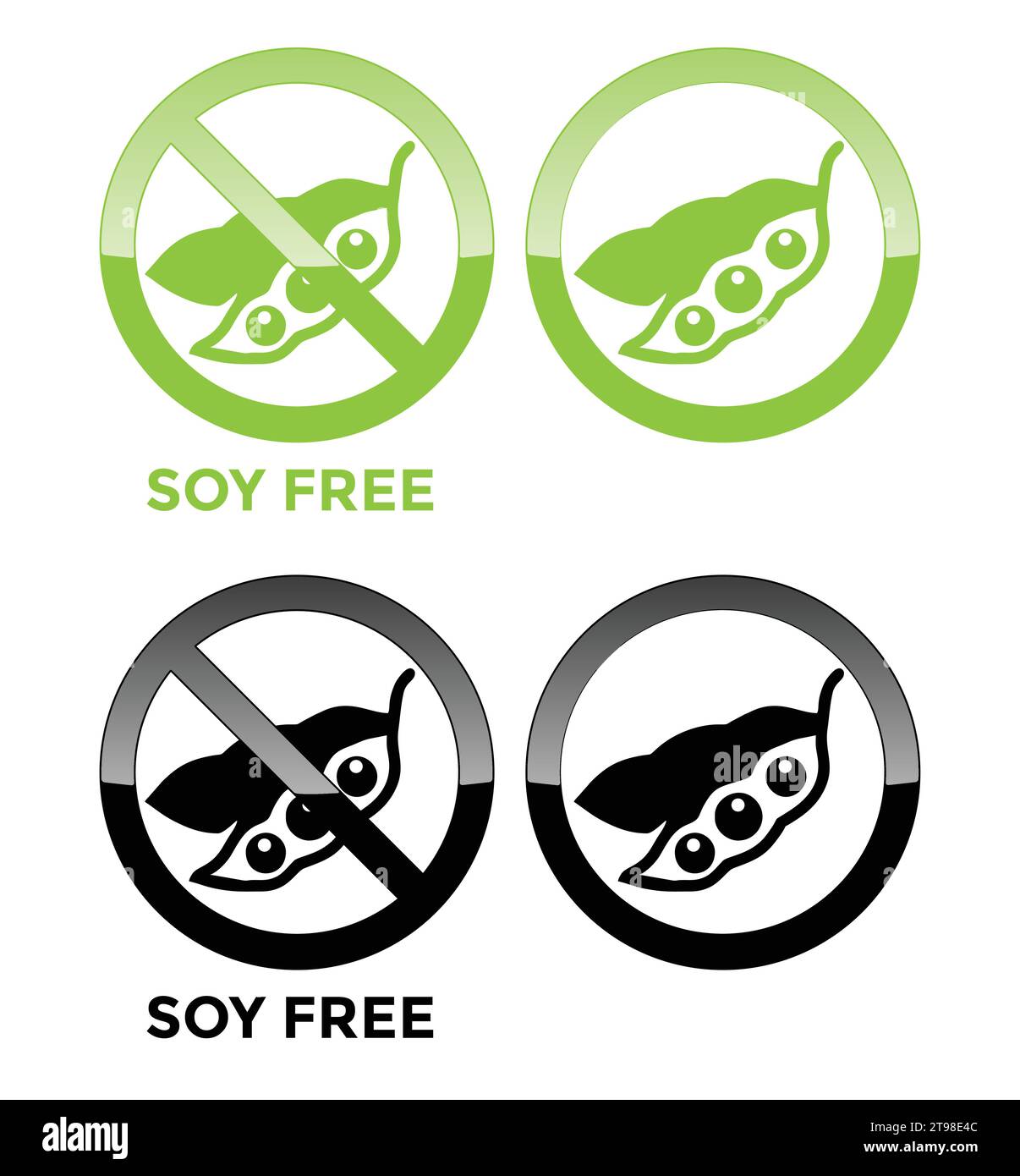 Icône d'illustrations vectorielles de symbole libre de soja sur Un fond blanc. Icône de vecteur vert Soy Free Foods. Illustration de Vecteur