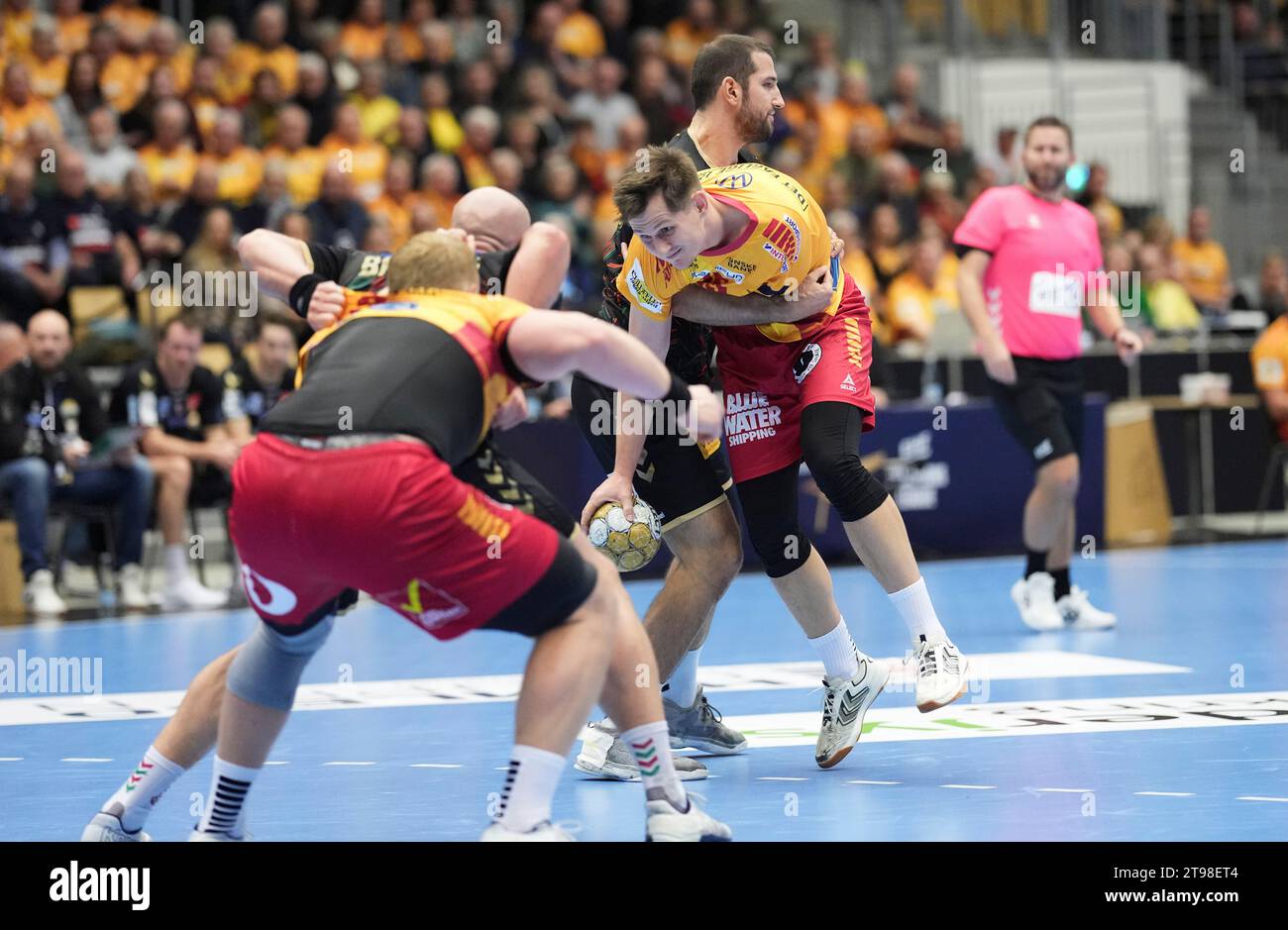 Matchs (GOG) pendant la Ligue des Champions de l'EHF : GOG - SC Magdeburg à Odense, jeudi 23 novembre 2023.. (Photo : Claus Fisker / Ritzau Scanpix) Banque D'Images