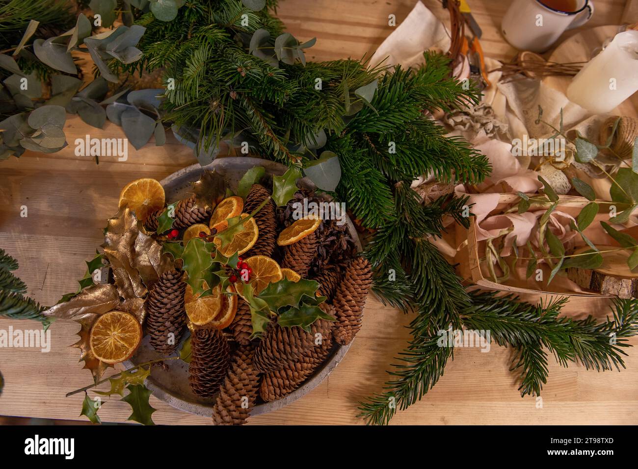 60 Décorations Noël Naturelles - 30 Tranches Orange Séchées, 20 Bâtons Cannelle, 10 Anis Étoilé + 5m Corde Jute - Kit Bricolage Couronne Et Table