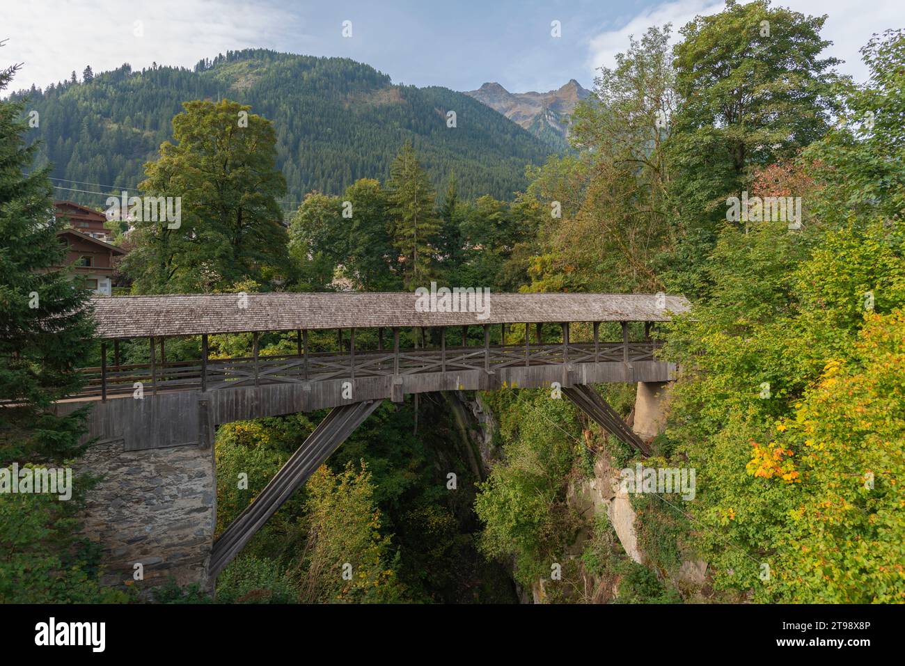 Teufelsbrücke ou Pont du Diable dans Finkenberg municipalité, Tuxer Tal, Tux,Tyrol, Zillertaler Alpes, Ausrtria Banque D'Images