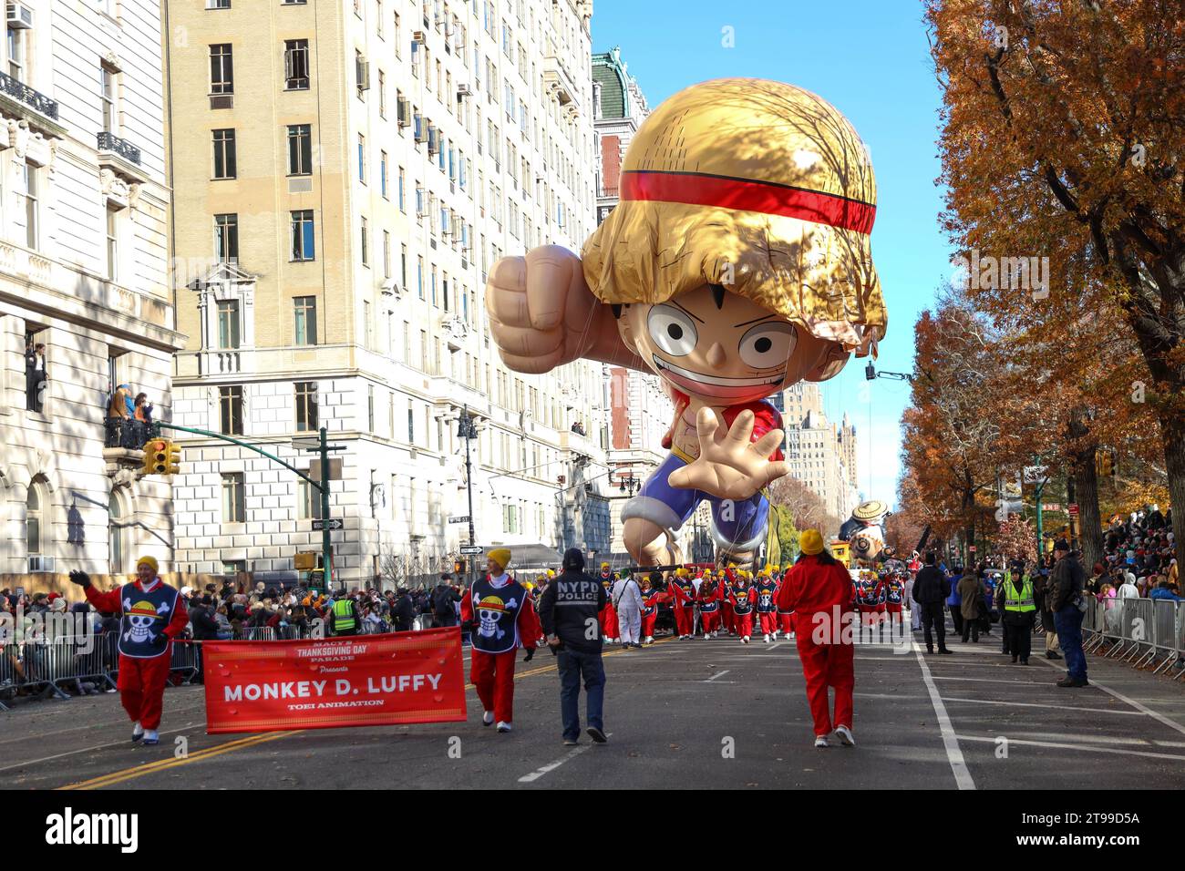 Ballon Monkey d Luffy lors de la parade du 97e Thanksgiving de Macy le 23 novembre 2023 à New York crédit : Brazil photo Press/Alamy Live News Banque D'Images