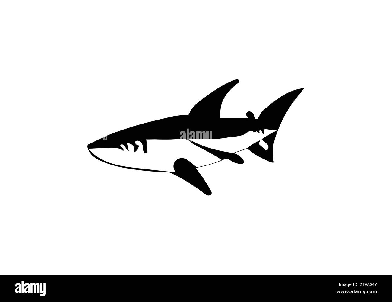 Icône d'illustration de conception de style minimal Bull Shark Illustration de Vecteur