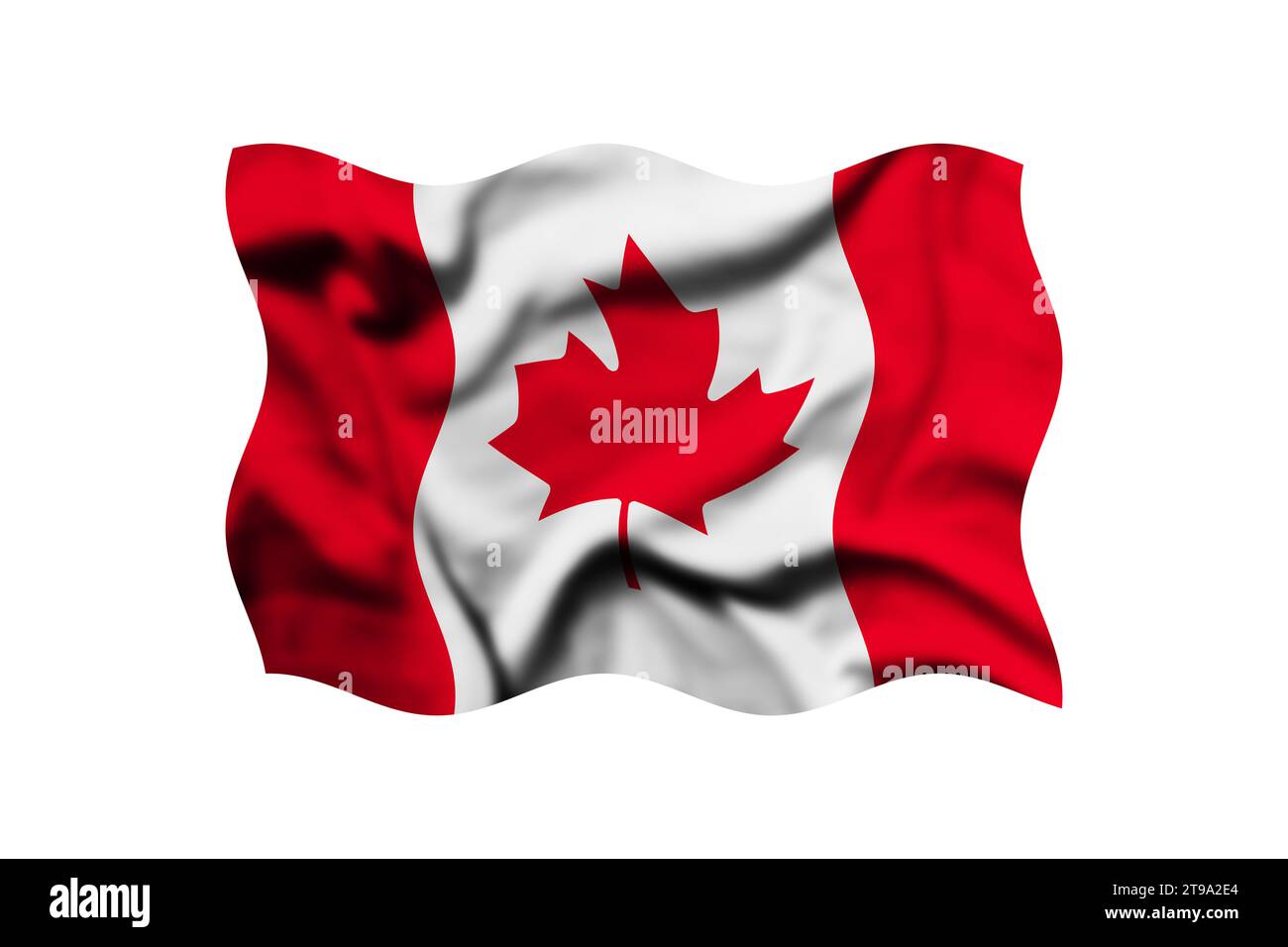 Drapeau du Canada soufflant dans le vent, drapeau volant du Canada, chemin de coupure inclus Banque D'Images