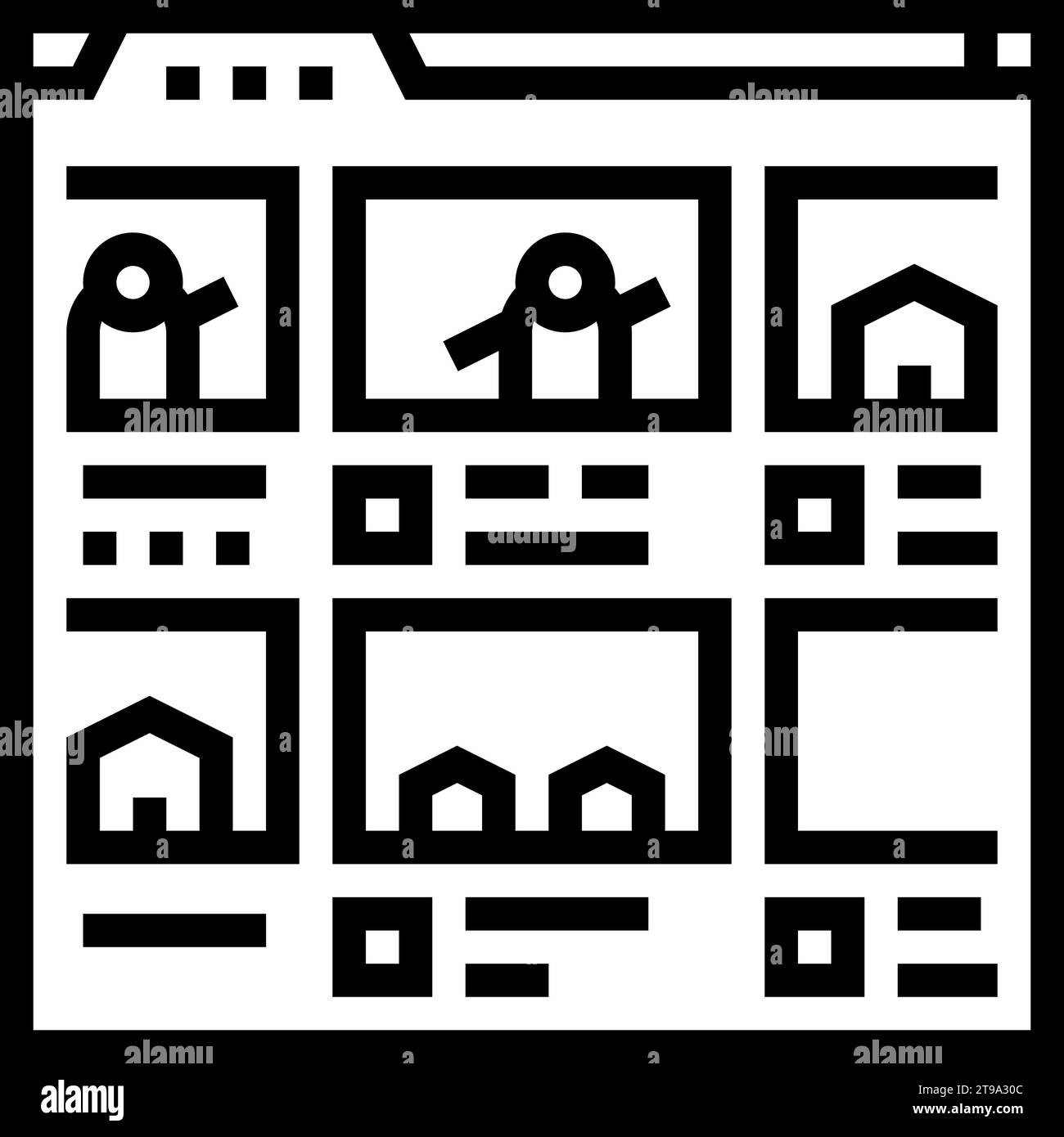 illustration vectorielle d'icône de ligne de développement de jeu de création de storyboard Illustration de Vecteur