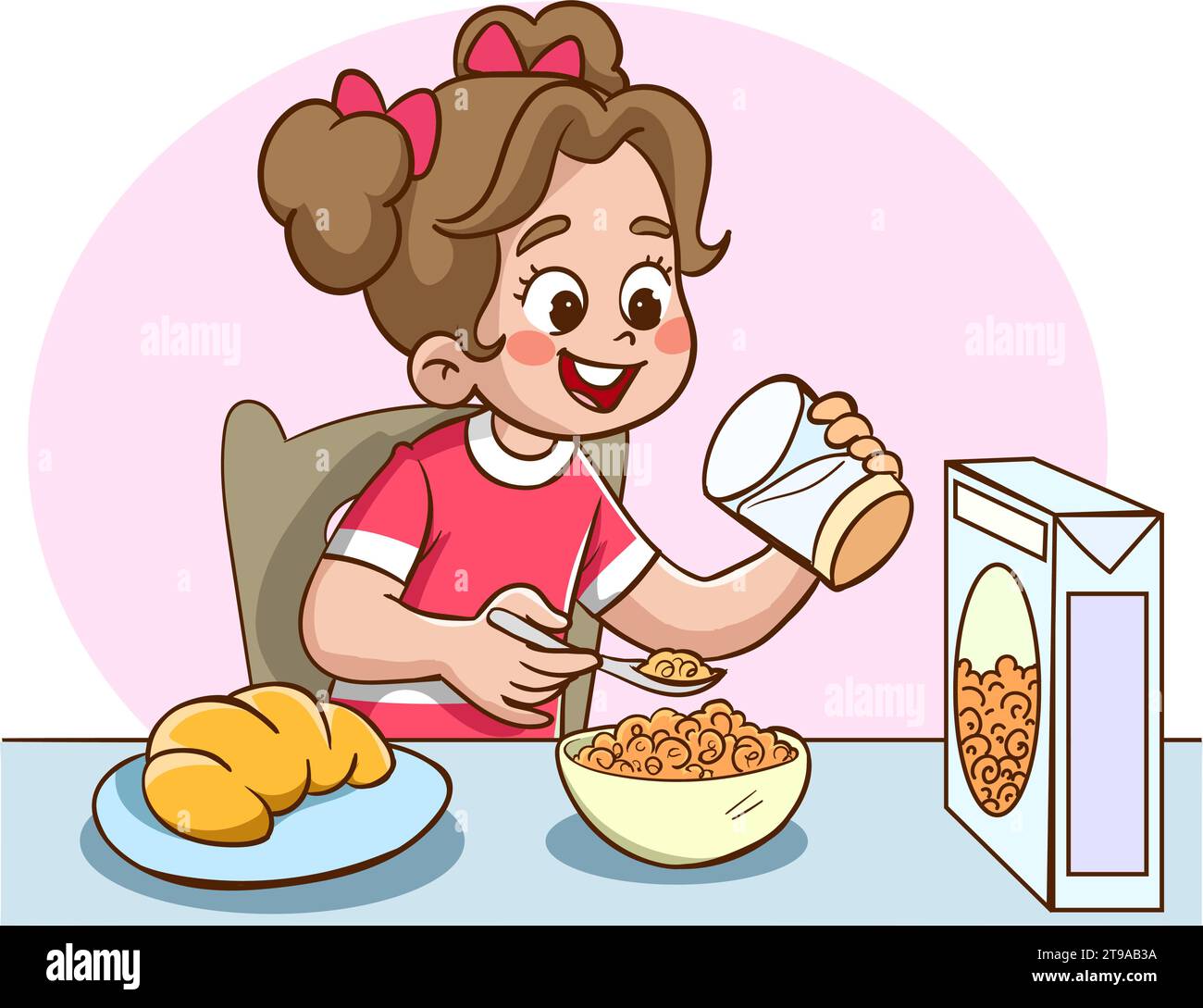 enfants mignons mangeant vecteur de dessin animé Illustration de Vecteur