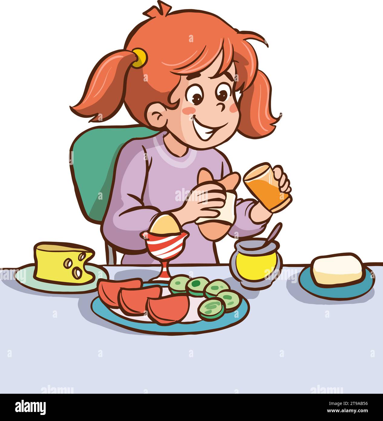 enfants mignons mangeant vecteur de dessin animé Illustration de Vecteur