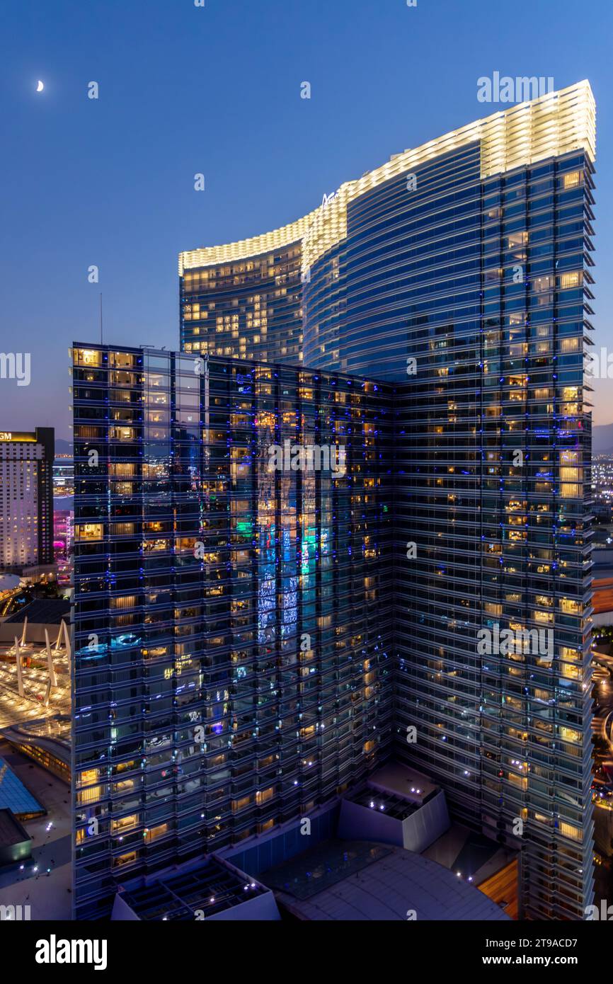 ARIA Hotel and Resort Las Vegas, Nevada la nuit Banque D'Images