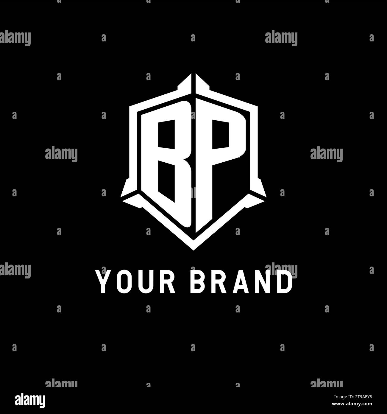 Logo BP initial avec graphique vectoriel de style design en forme de bouclier Illustration de Vecteur