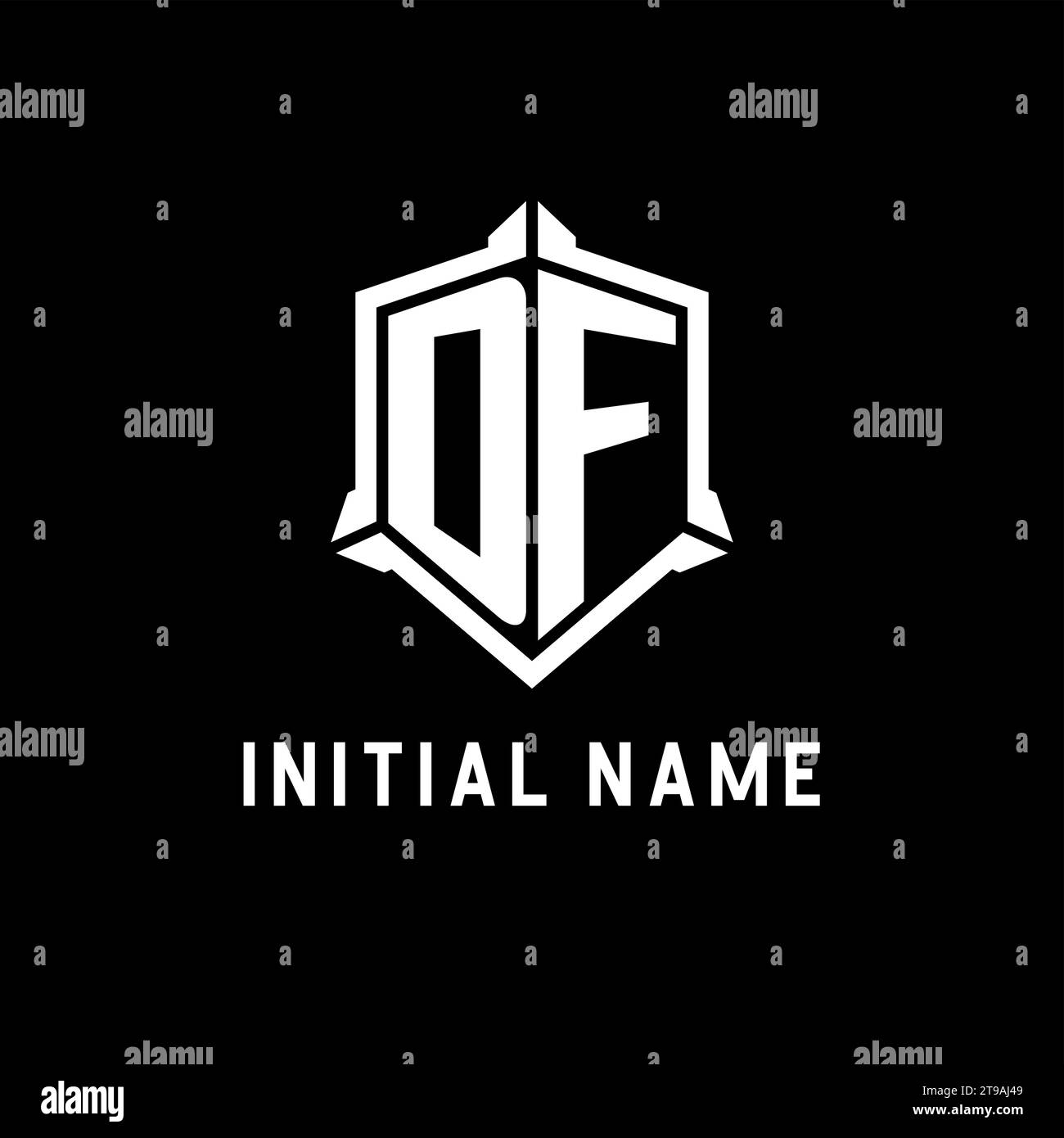 Logo DF initial avec graphique vectoriel de style de conception de forme de bouclier Illustration de Vecteur