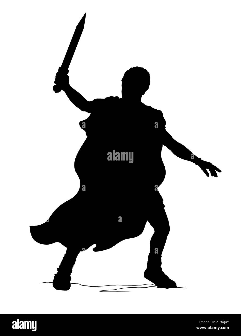 Général romain et imperateur Gaius Jules César. Dessin de silhouette de guerriers. Banque D'Images