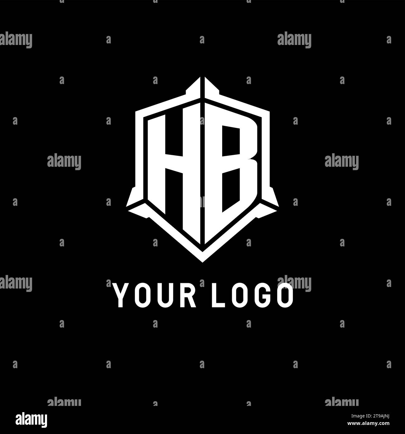 Logo HB initial avec graphique vectoriel de style de conception de forme de bouclier Illustration de Vecteur
