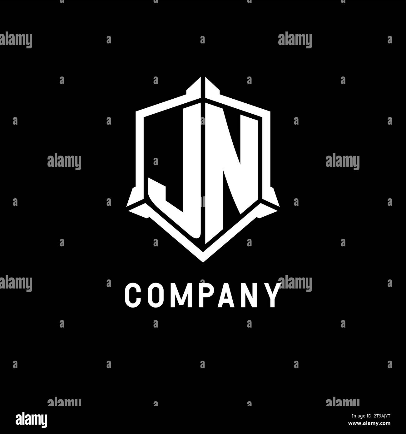 Logo JN initial avec graphique vectoriel de style de conception de forme de bouclier Illustration de Vecteur