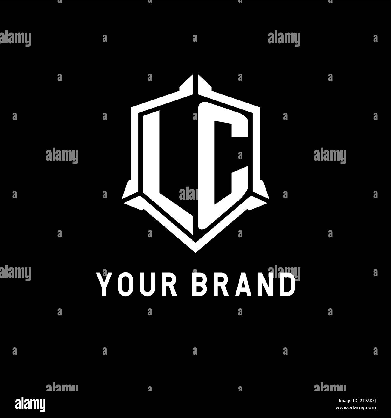Logo LC initial avec graphique vectoriel de style de conception de forme de bouclier Illustration de Vecteur