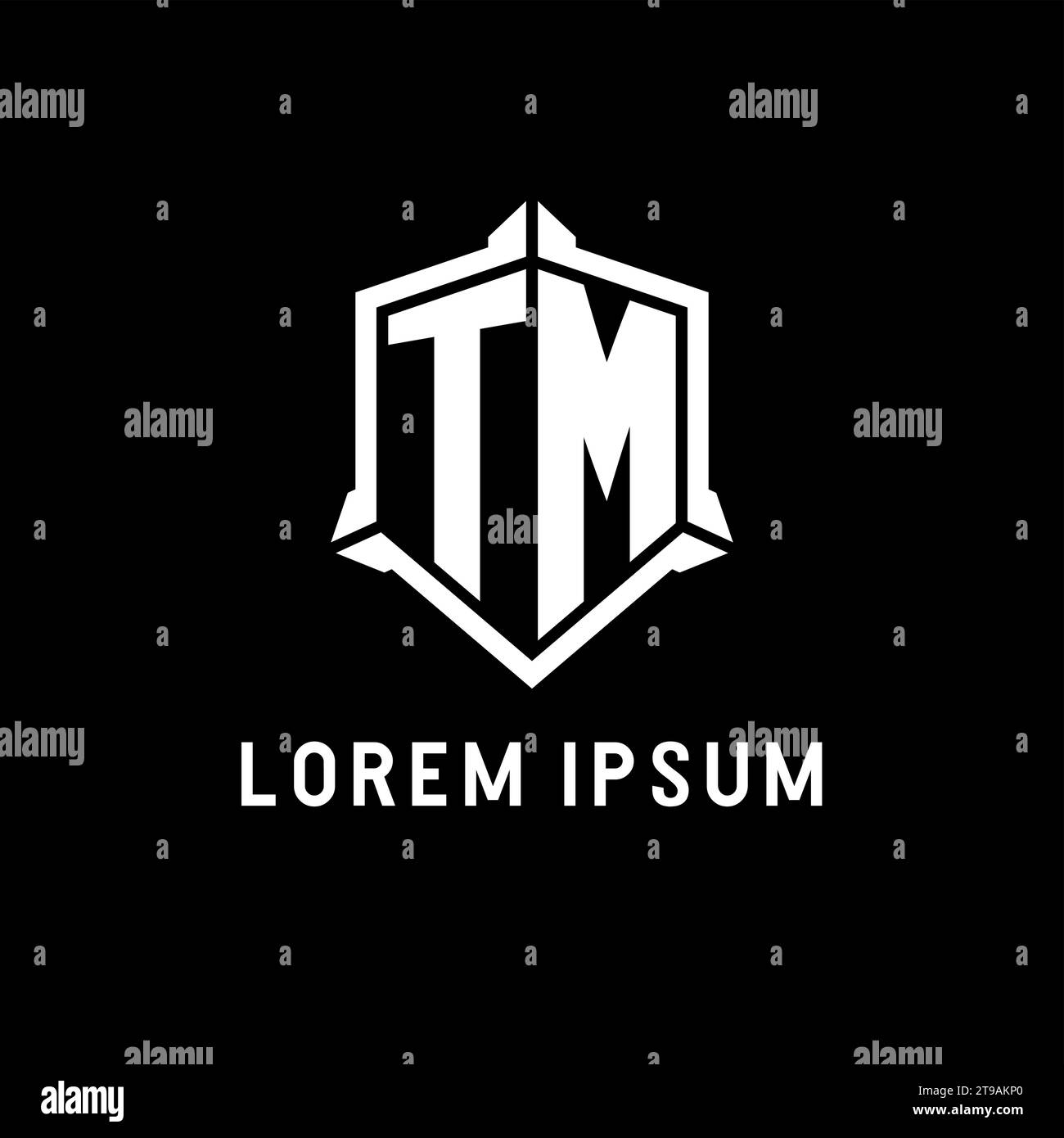 Initiale du logo TM avec motif vectoriel en forme de bouclier Illustration de Vecteur