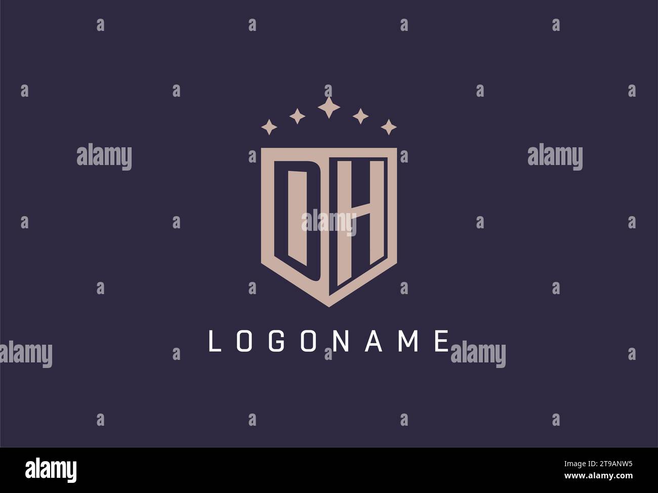 Logo DH initial Shield Icon inspiration de conception de style géométrique Illustration de Vecteur