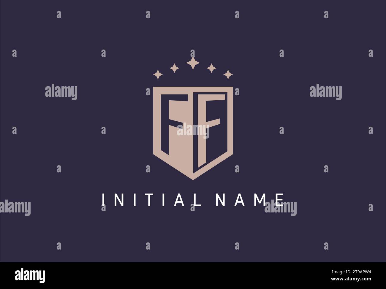 Logo FF initial Shield Icon style géométrique inspiration Illustration de Vecteur