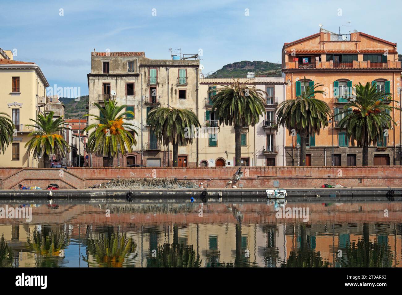Bâtiments riverains à Bosa, Sardaigne, Italie Banque D'Images