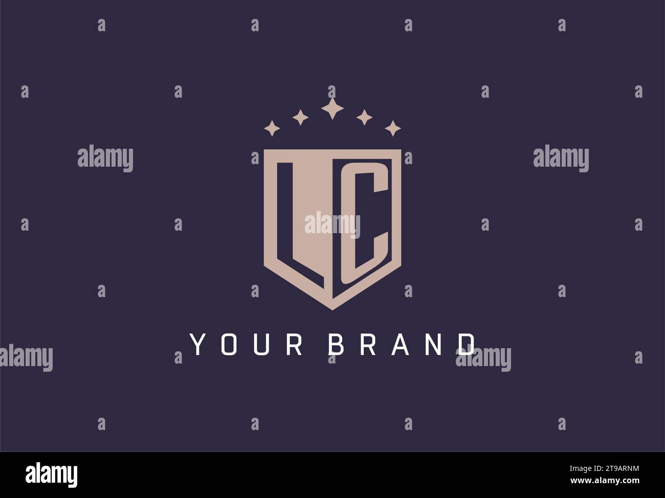 Logo LC initial Shield Icon style géométrique inspiration Illustration de Vecteur
