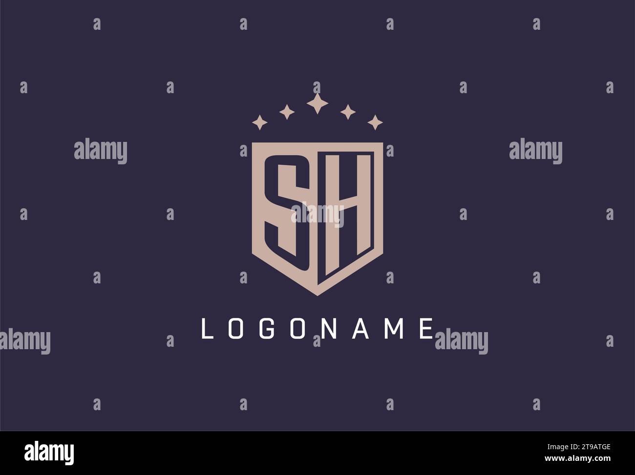 SH initial Shield logo Icon style géométrique inspiration Illustration de Vecteur