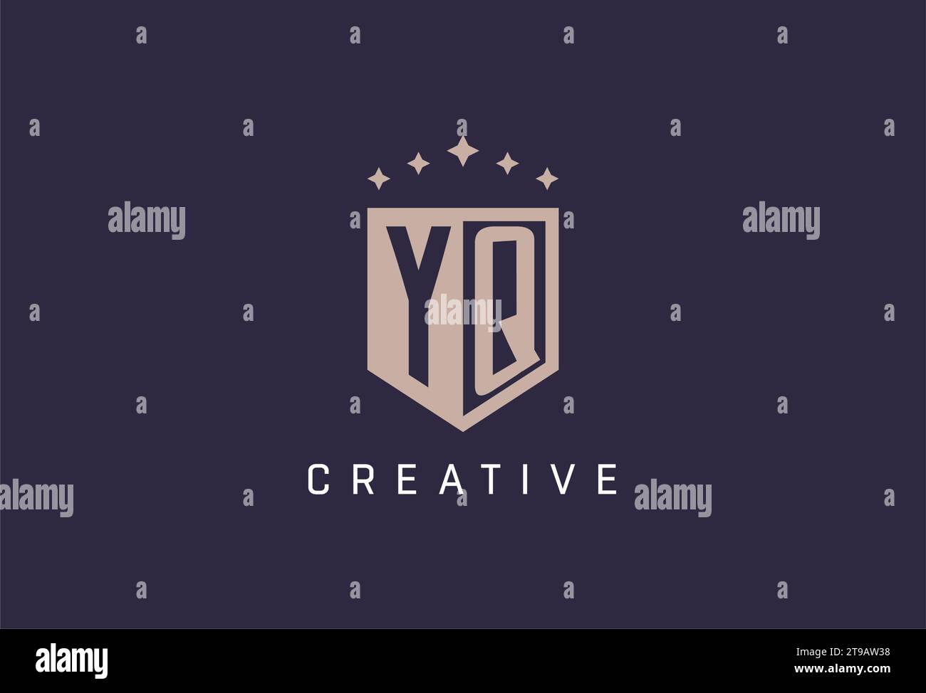 YQ initial Shield logo icône inspiration de conception de style géométrique Illustration de Vecteur