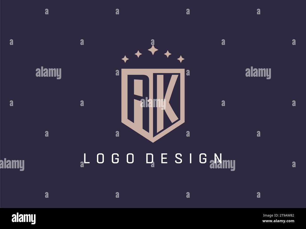 Logo de bouclier initial RK Icon inspiration de conception de style géométrique Illustration de Vecteur