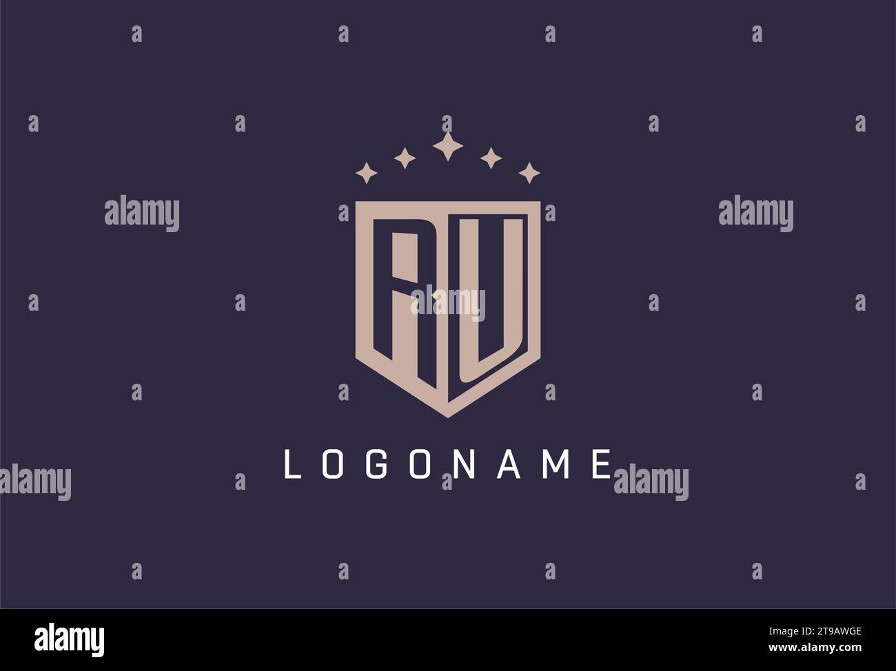 RU logo initial Shield Icon conception de style géométrique inspiration Illustration de Vecteur