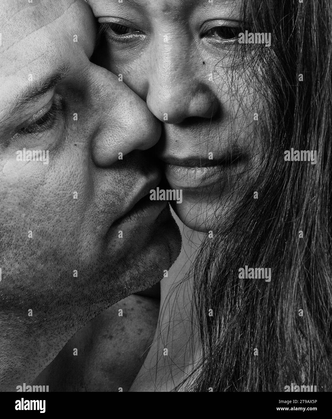 Portrait rapproché d'un homme et d'une femme. Banque D'Images