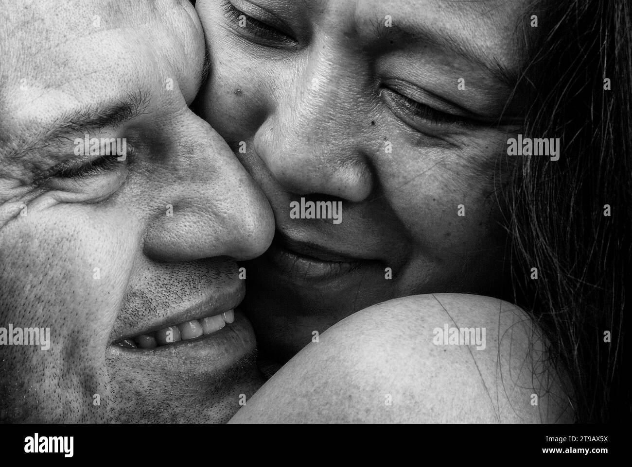Portrait rapproché d'un homme et d'une femme. Banque D'Images