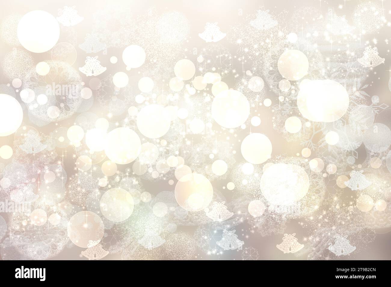 Joyeux Noël et bonne année modèle de carte de texture de fond design avec abstrait flou festif beige et jaune bokeh illuminé scintillant sno Banque D'Images