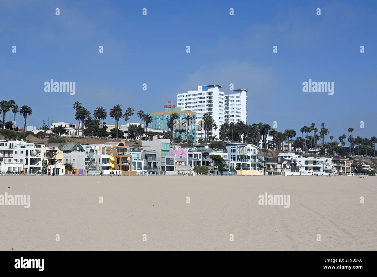 Los Angeles, Californie, États-Unis - 29 juillet 2023 : maisons à Santa Monica Beach. Banque D'Images