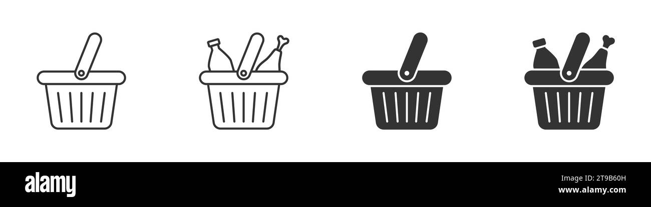 Icône panier de nourriture. Icône panier de supermarché. Illustration vectorielle Illustration de Vecteur