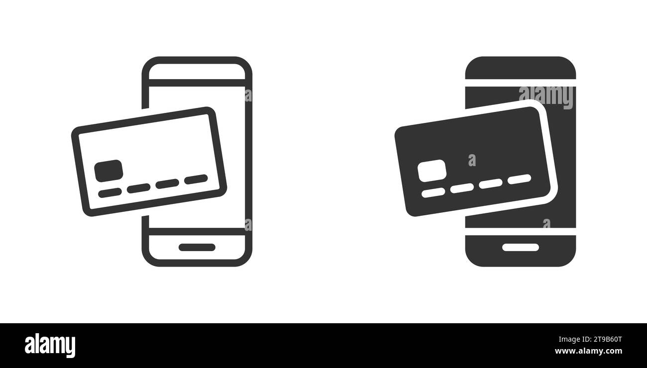 Icône vectorielle de banque mobile. Сredit paiement en ligne par carte, payer avec téléphone portable. Illustration vectorielle Illustration de Vecteur