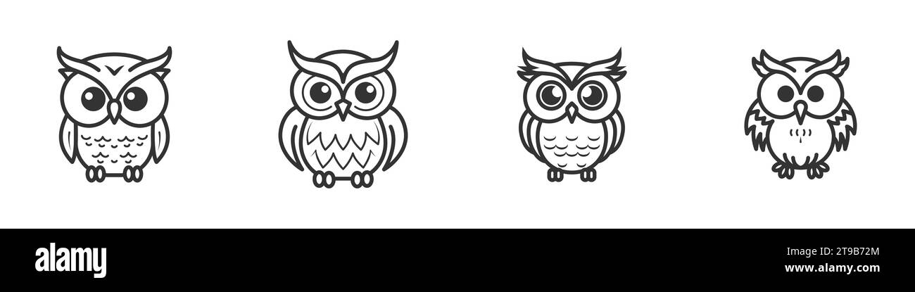 Jeu d'icônes hibou. Illustration vectorielle Illustration de Vecteur