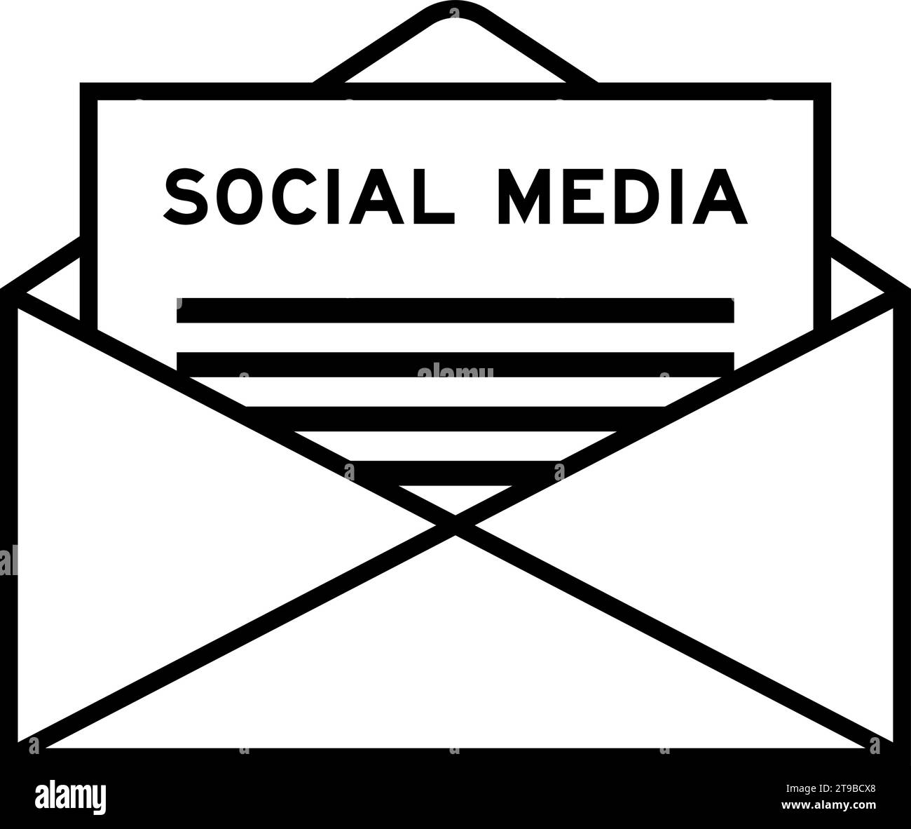 Enveloppe et lettre signe avec le mot médias sociaux comme titre Illustration de Vecteur