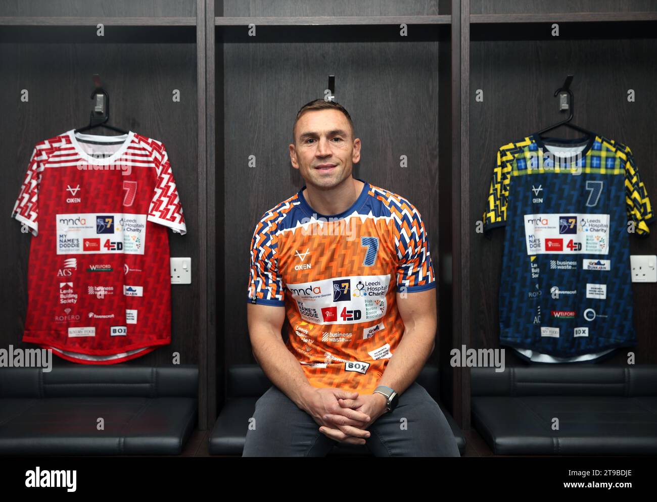 Kevin Sinfield pendant un photocall à Headingley, Leeds. Kevin Sinfield courra une fois de plus sept ultra marathons en sept jours le mois prochain, alors qu’il poursuit sa campagne de collecte de fonds et de sensibilisation pour aider les personnes touchées par la maladie du motoneurone. Date de la photo : Vendredi 24 novembre 2023. Banque D'Images