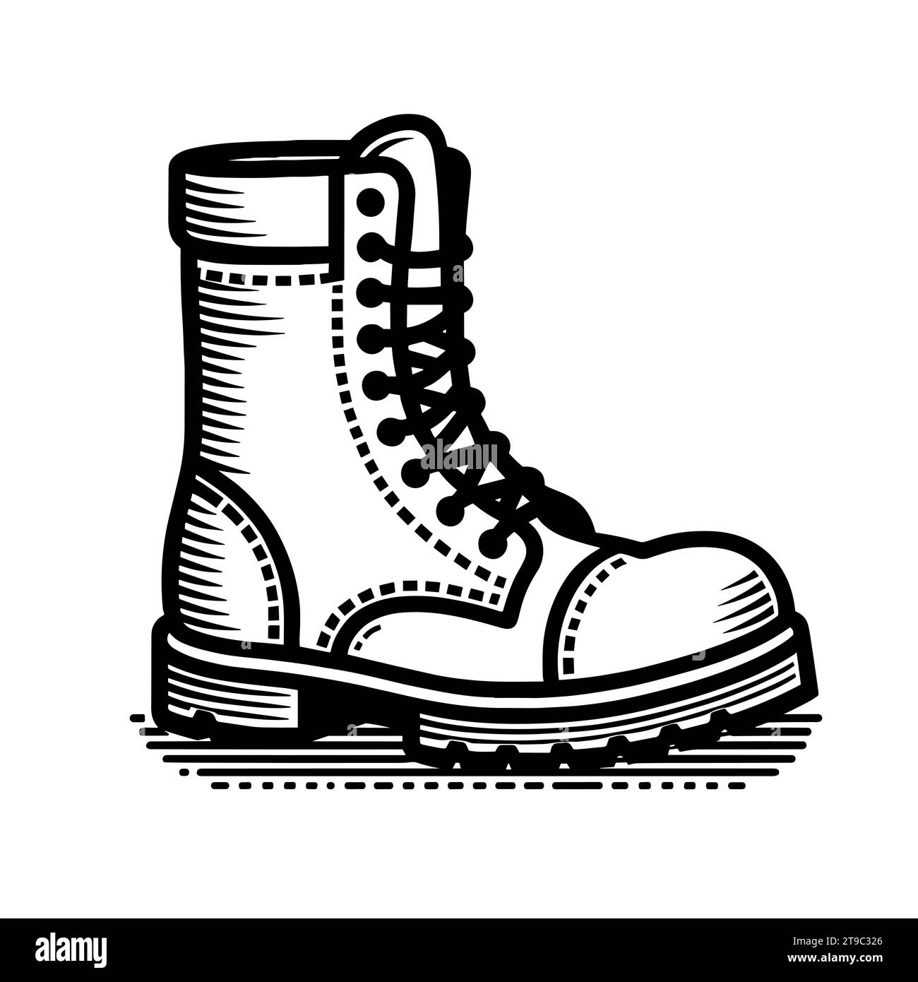 Icône Boots. Bottes noires à lacets au design plat. Illustration vectorielle Illustration de Vecteur