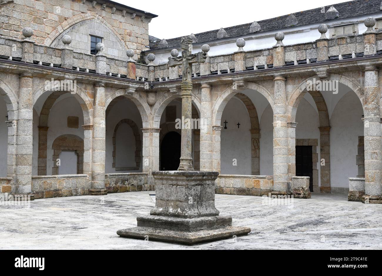 Cathédrale de Mondonedo, romane, gothique et baroque. Cloître 17e siècle. Lugo, Galice, Espagne. Banque D'Images