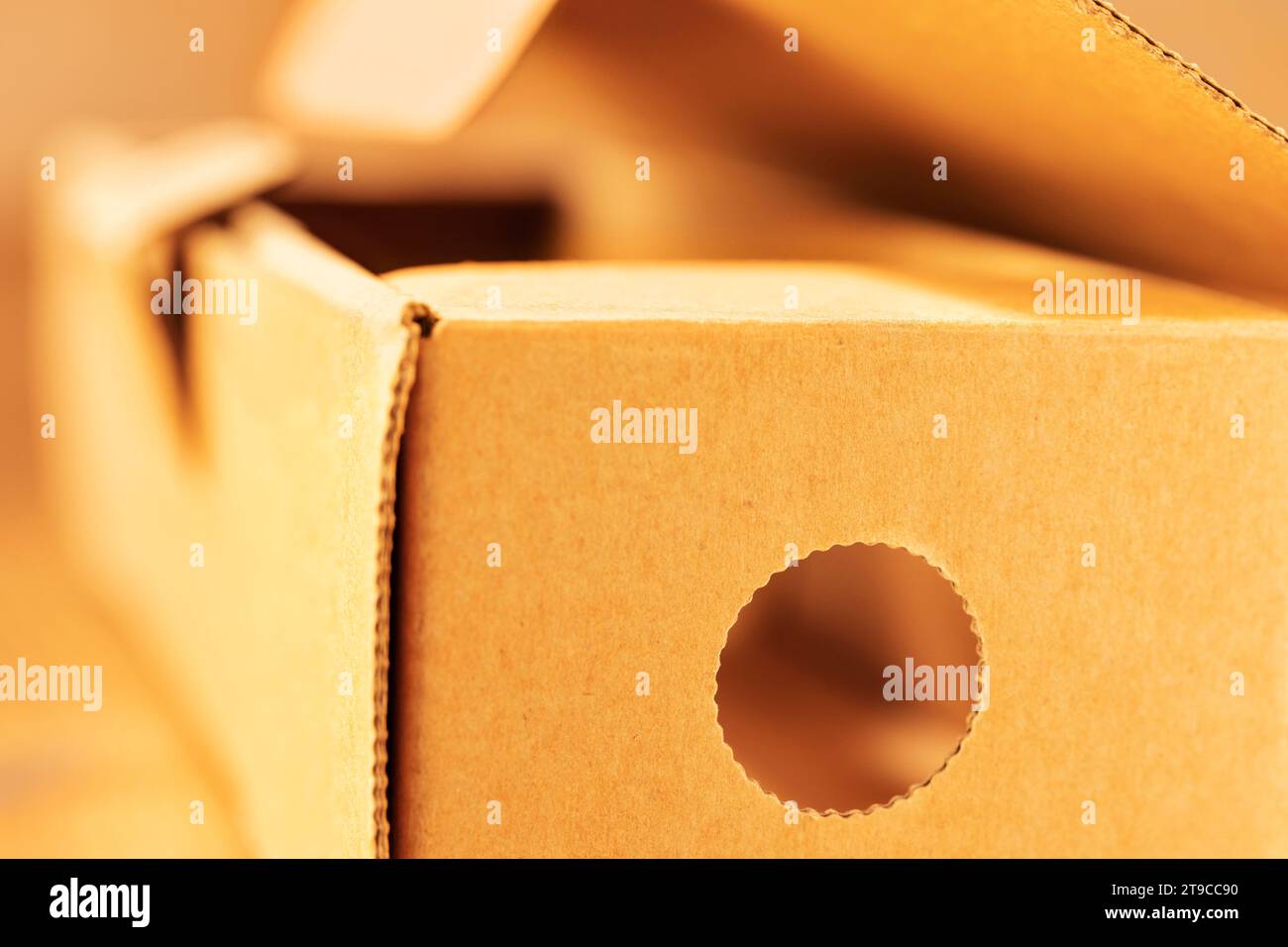 Petite boîte en carton brun vide, paquet ouvert Banque D'Images