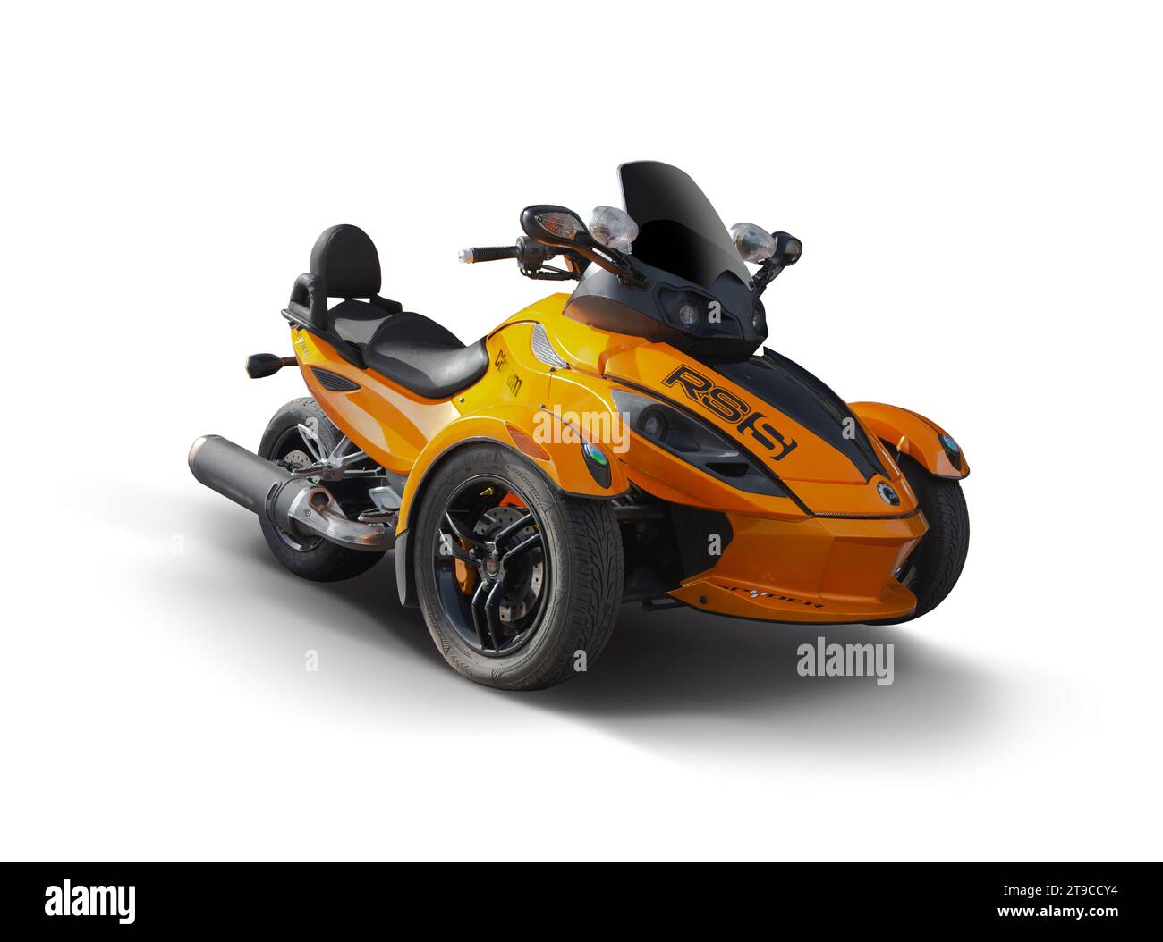 Moto CAN-Am Spyder Roadster isolée sur fond blanc Banque D'Images